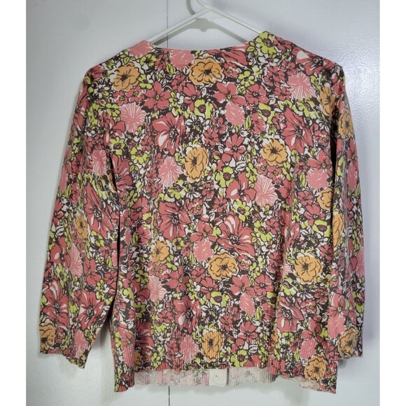 J.Jill VTG Women's LG Stretch Floral Cardigan Sweater 3/4 Sleeve Bloomcore - Picture 2 of 12